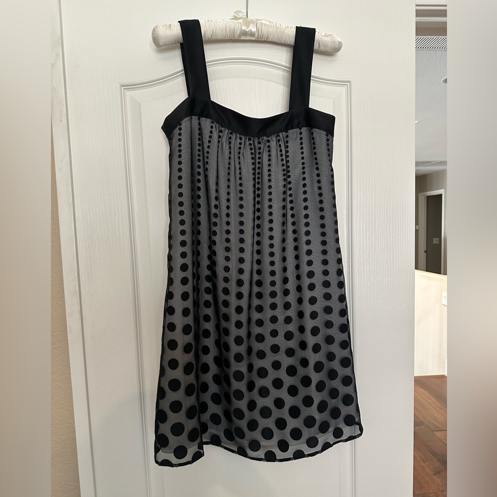 White House Black Market Satin and Sheethe Polka Dot Dress